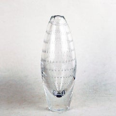 Skandinavische Kunstvase aus klarem und Blasenglas von Orrefors Schweden