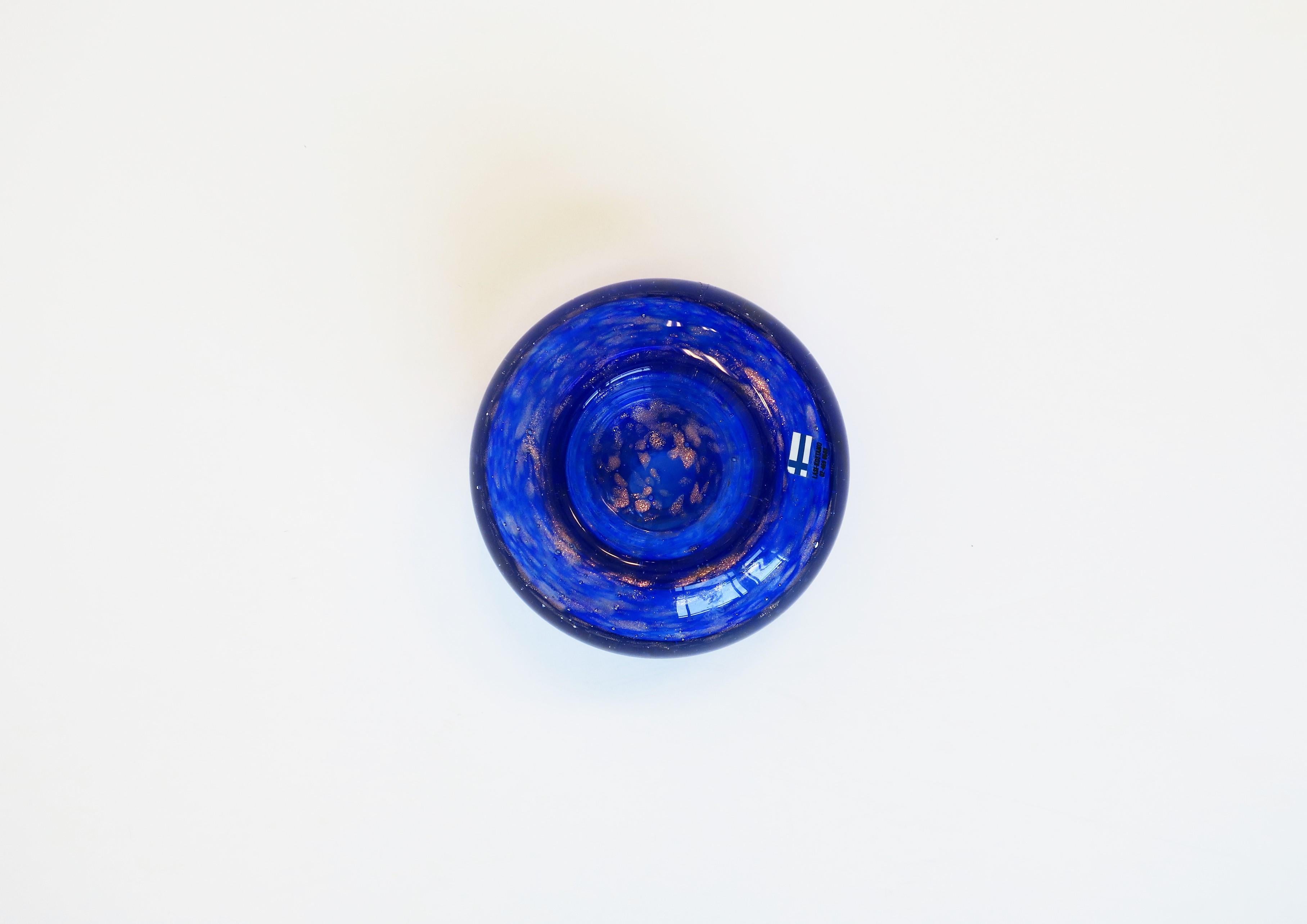 Scandinavian Cobalt Blue Art Glass Votive Candle Holder 4