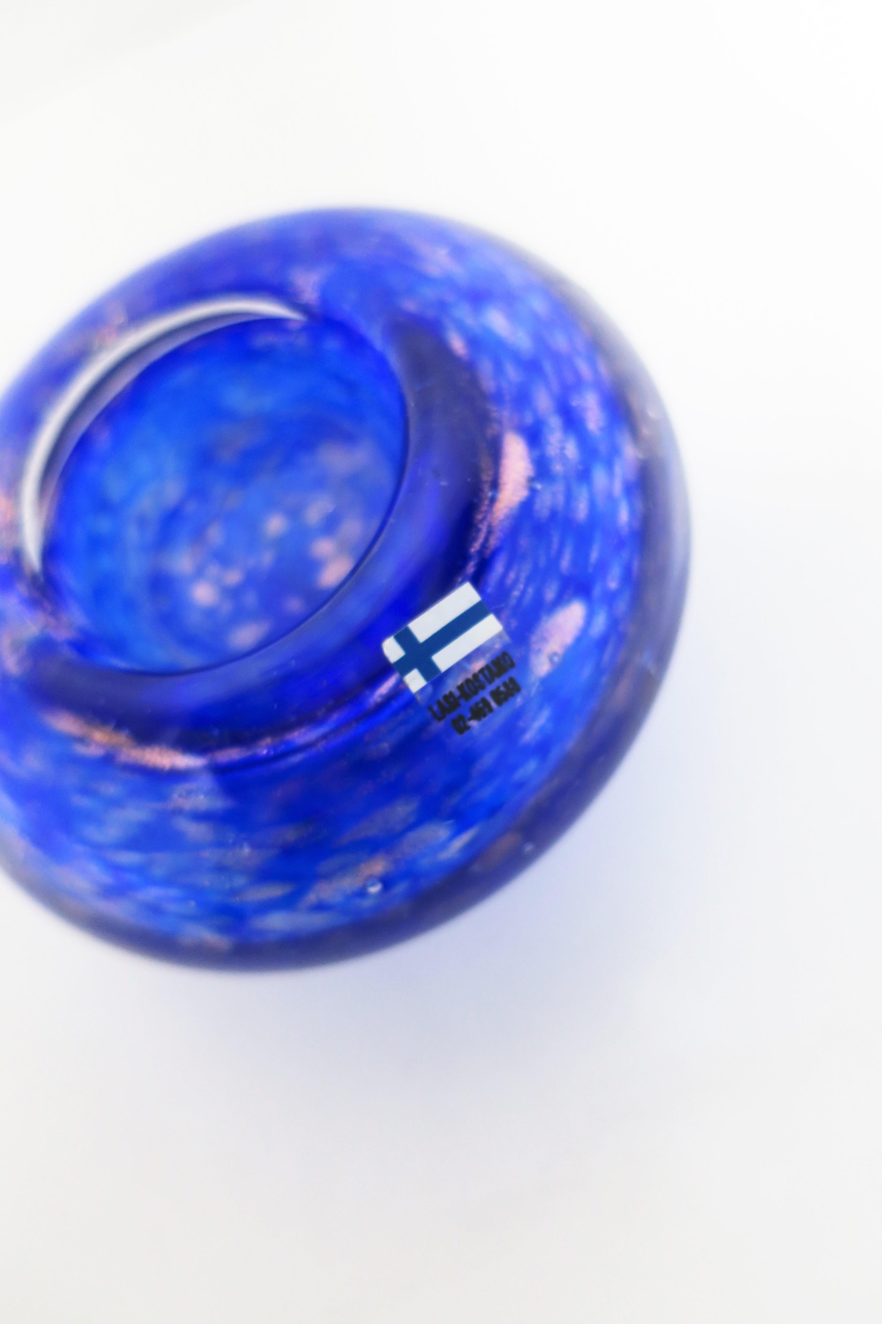 Scandinavian Cobalt Blue Art Glass Votive Candle Holder 5