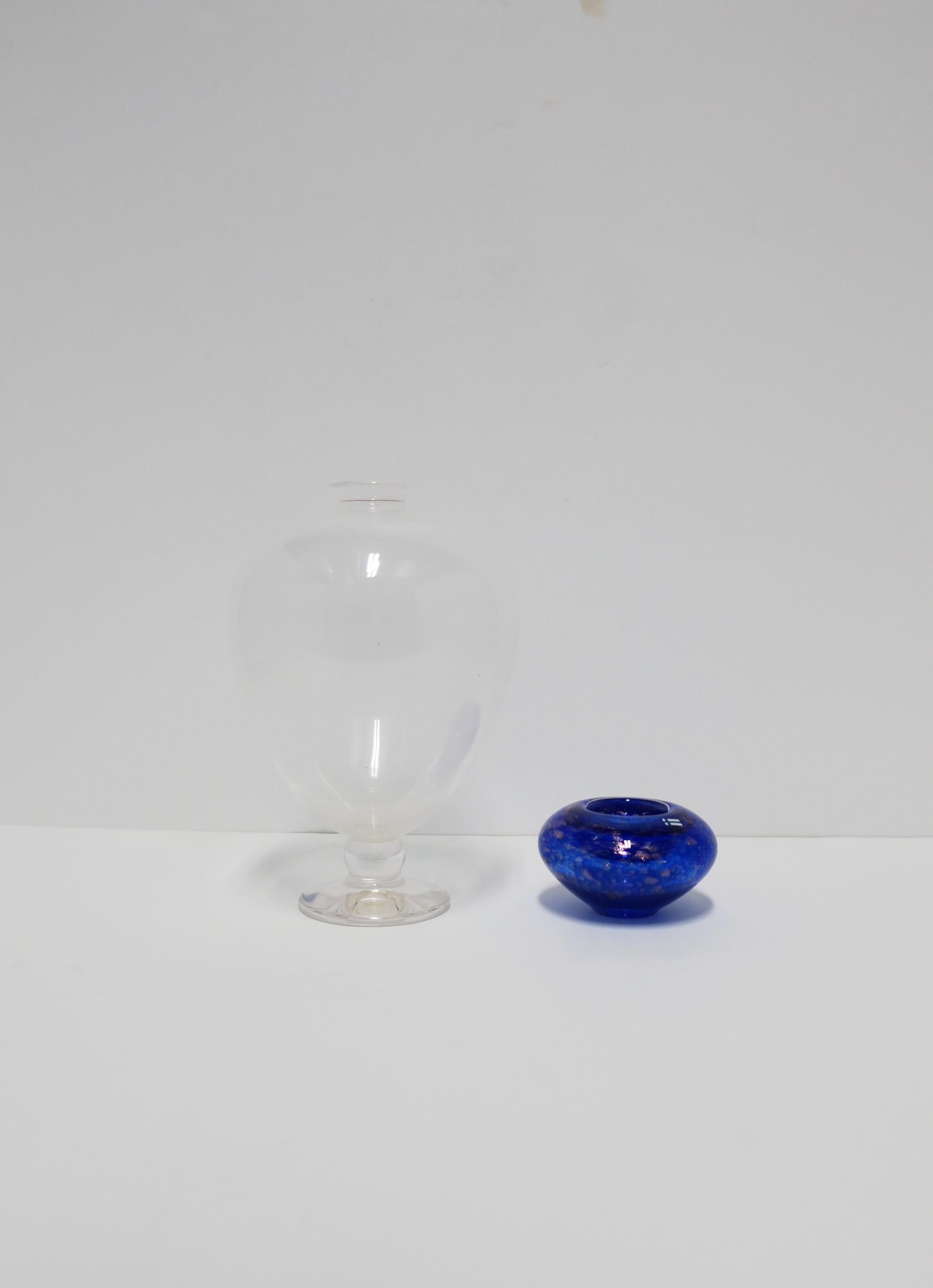 Scandinavian Cobalt Blue Art Glass Votive Candle Holder In Excellent Condition In New York, NY