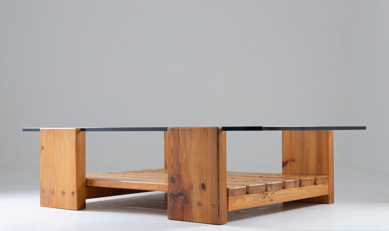 20th Century Scandinavian Coffee Table in Pine and Glass by Sven Larsson For Sale