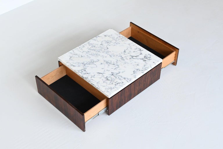 Scandinavian Coffee Table Rosewood and Marble Denmark 1960 at 1stDibs