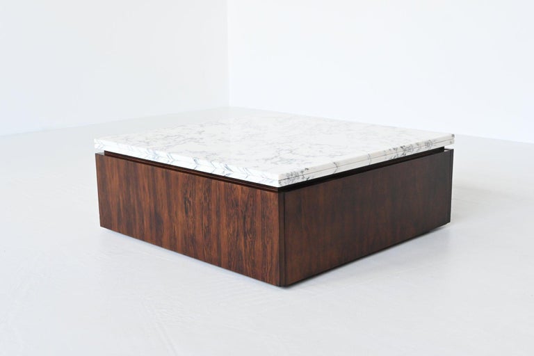 View of Scandinavian Coffee Table Rosewood and Marble Denmark 1960 at 1stDibs
