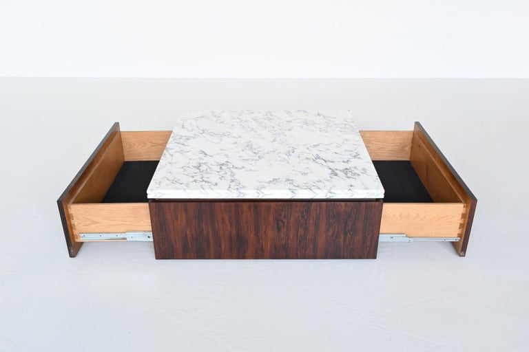 Picture of Scandinavian Coffee Table Rosewood and Marble Denmark 1960 at 1stDibs