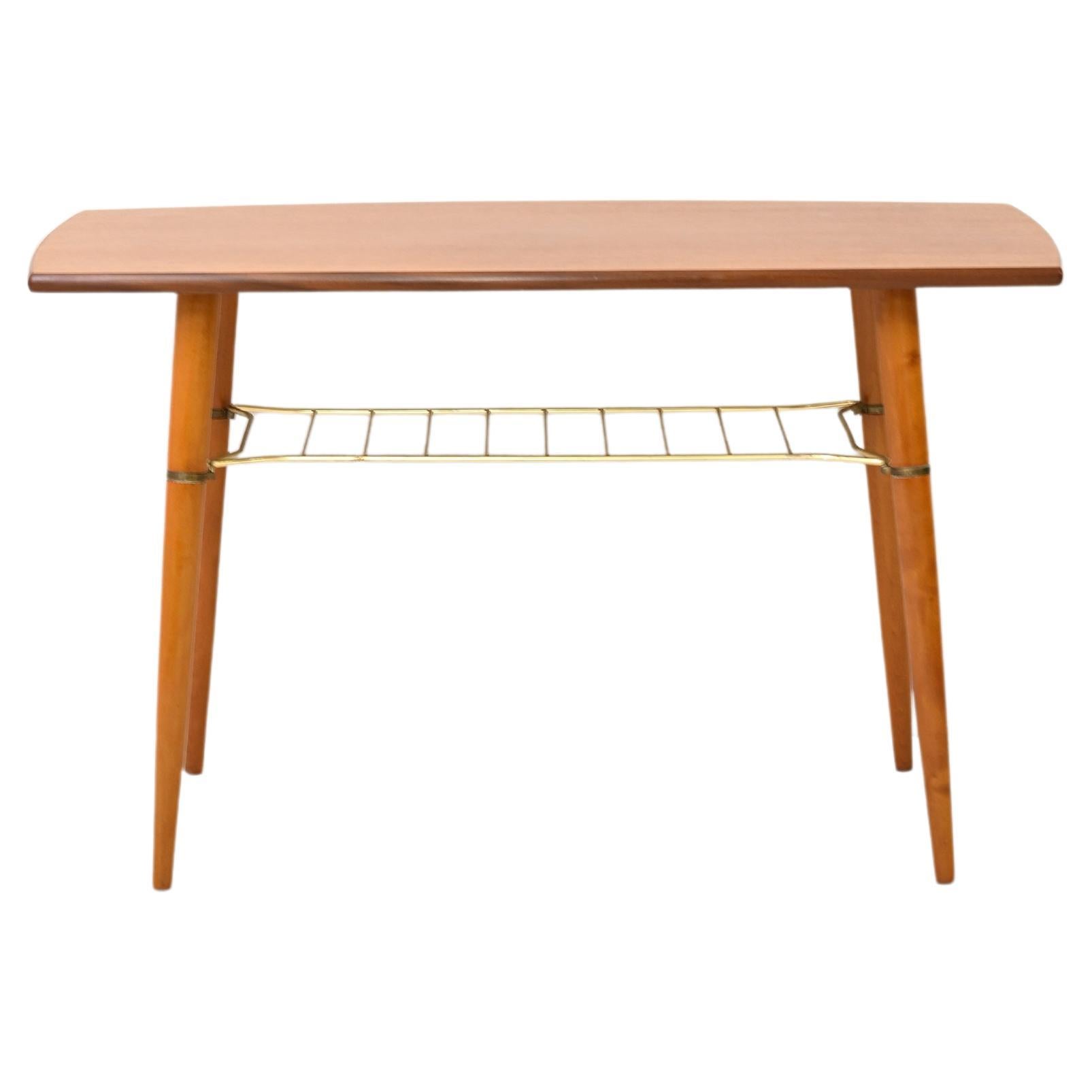 Vintage Teak Formica and Metal Coffee Table with Magazine Rack, 1960s at 1stDibs