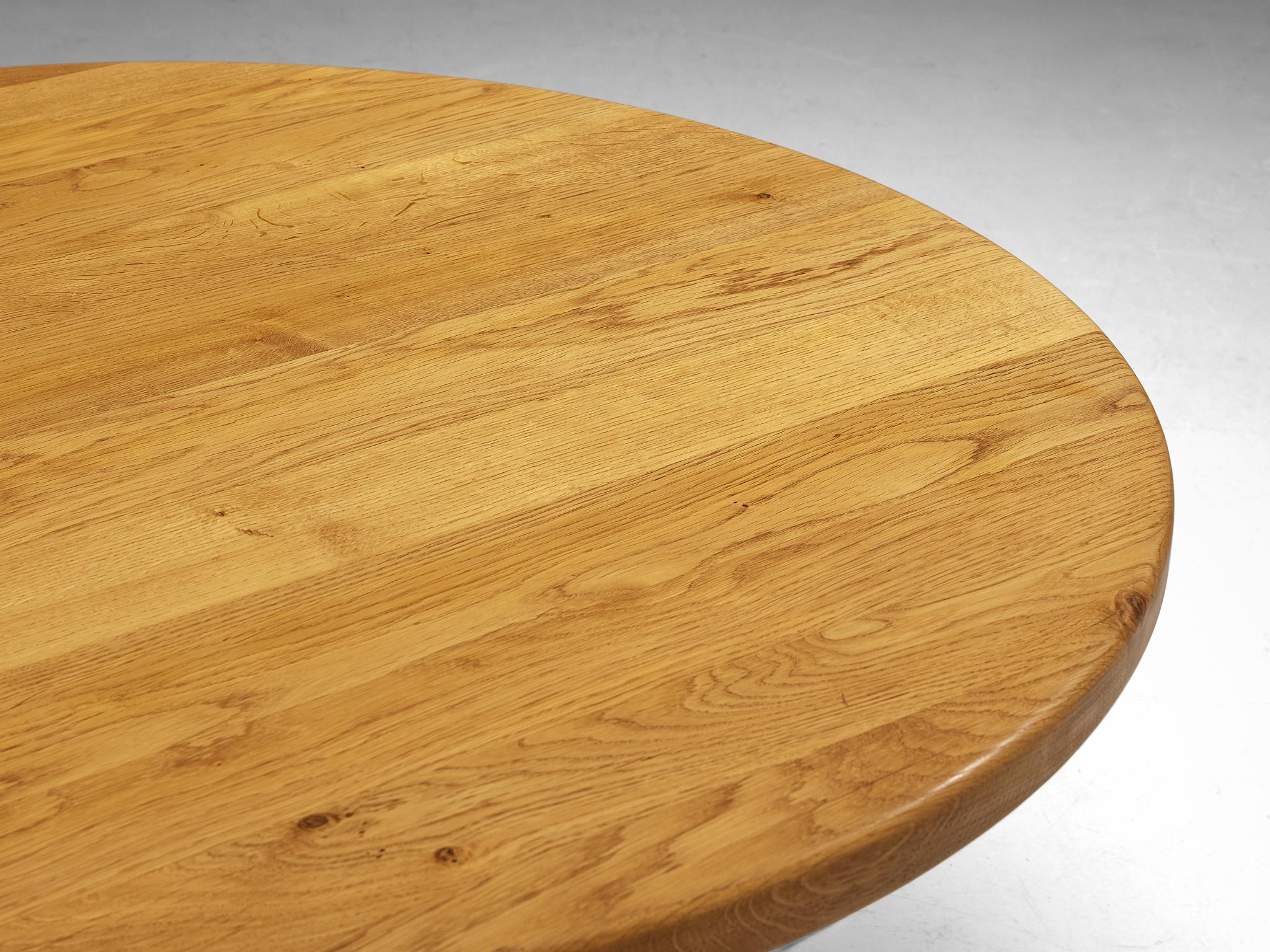 Late 20th Century Scandinavian Coffee Table with Trapezium Base in Solid Oak For Sale