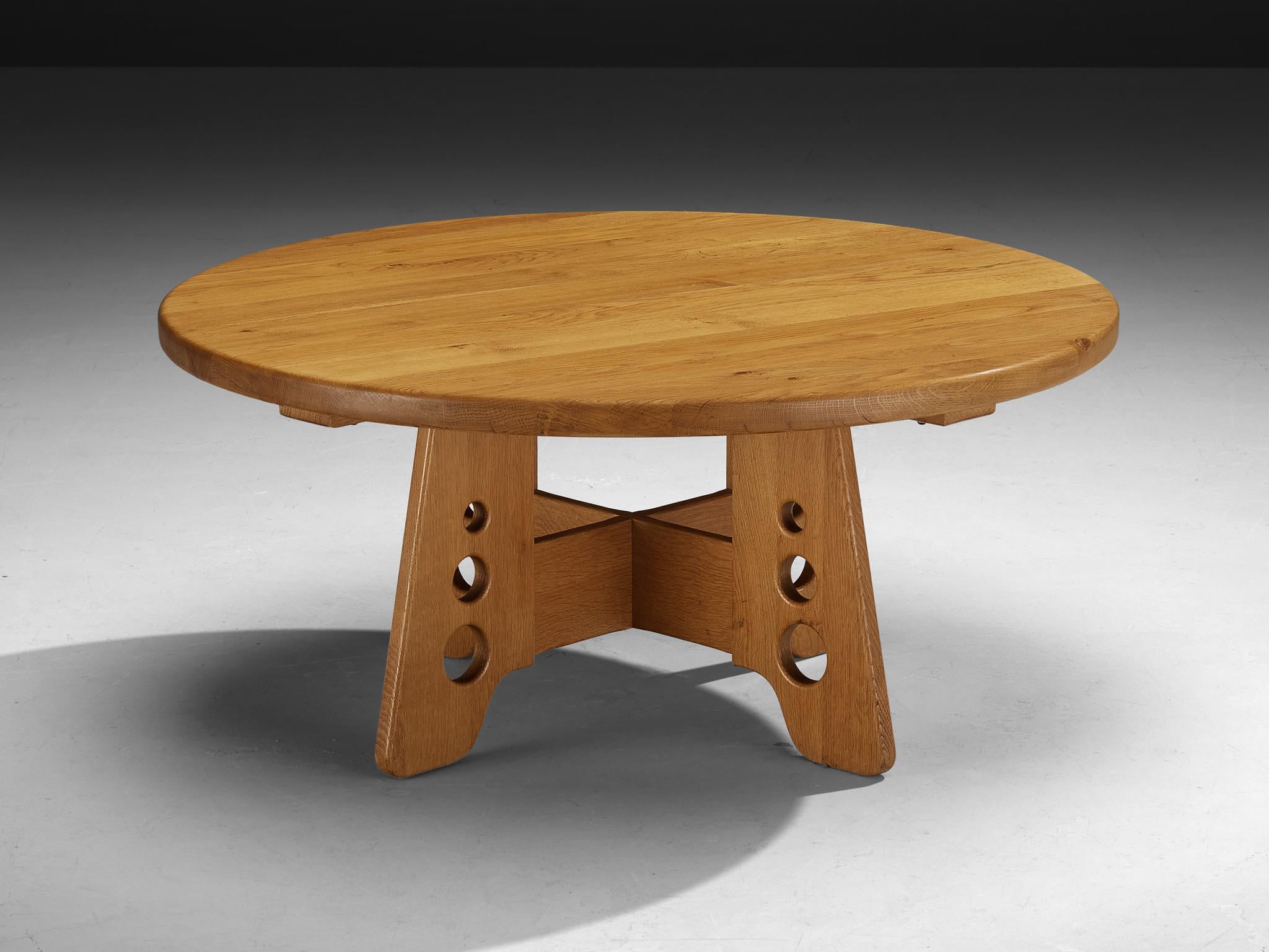 Scandinavian Coffee Table with Trapezium Base in Solid Oak For Sale 1