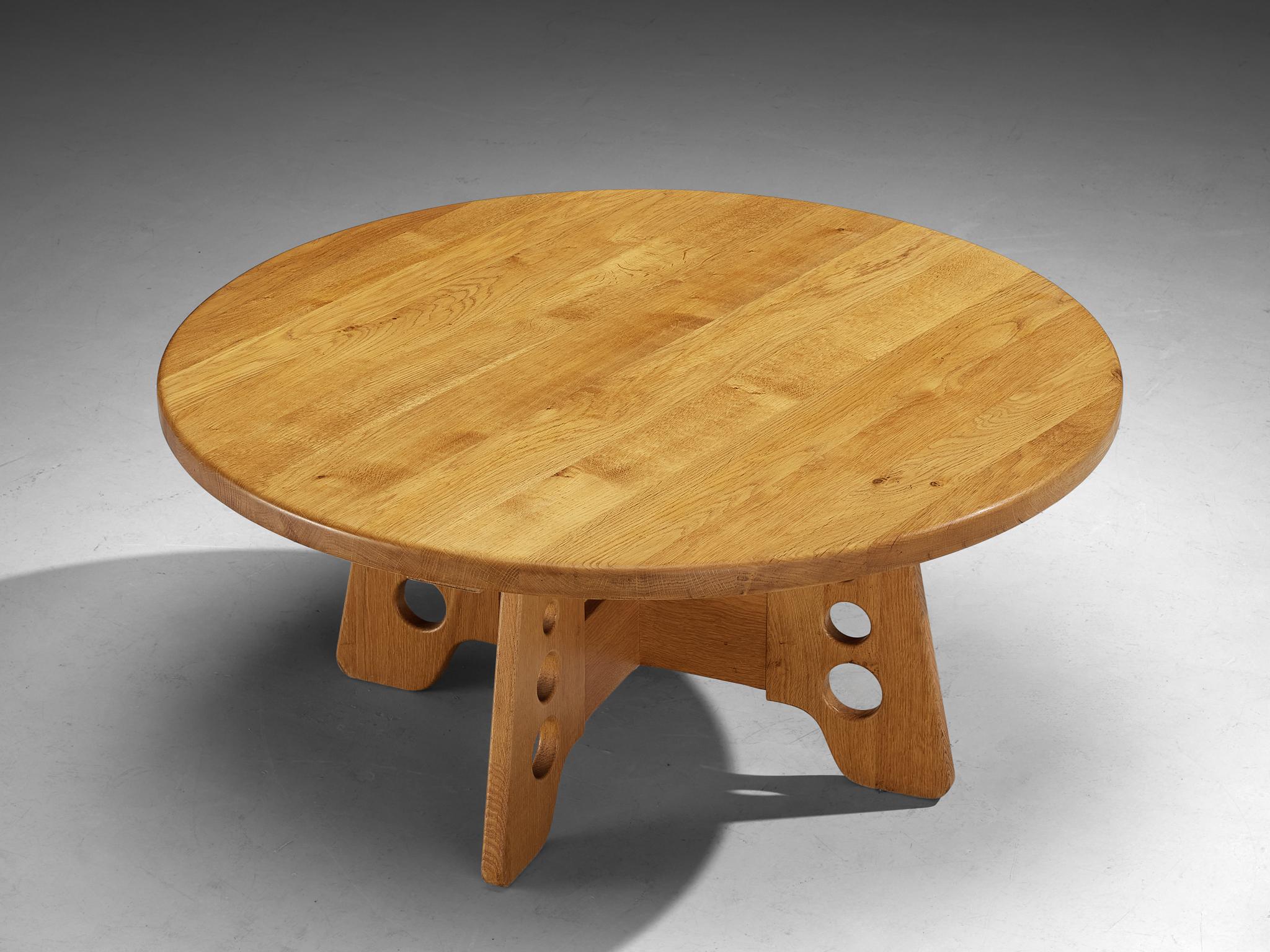 Scandinavian Coffee Table with Trapezium Base in Solid Oak For Sale 2