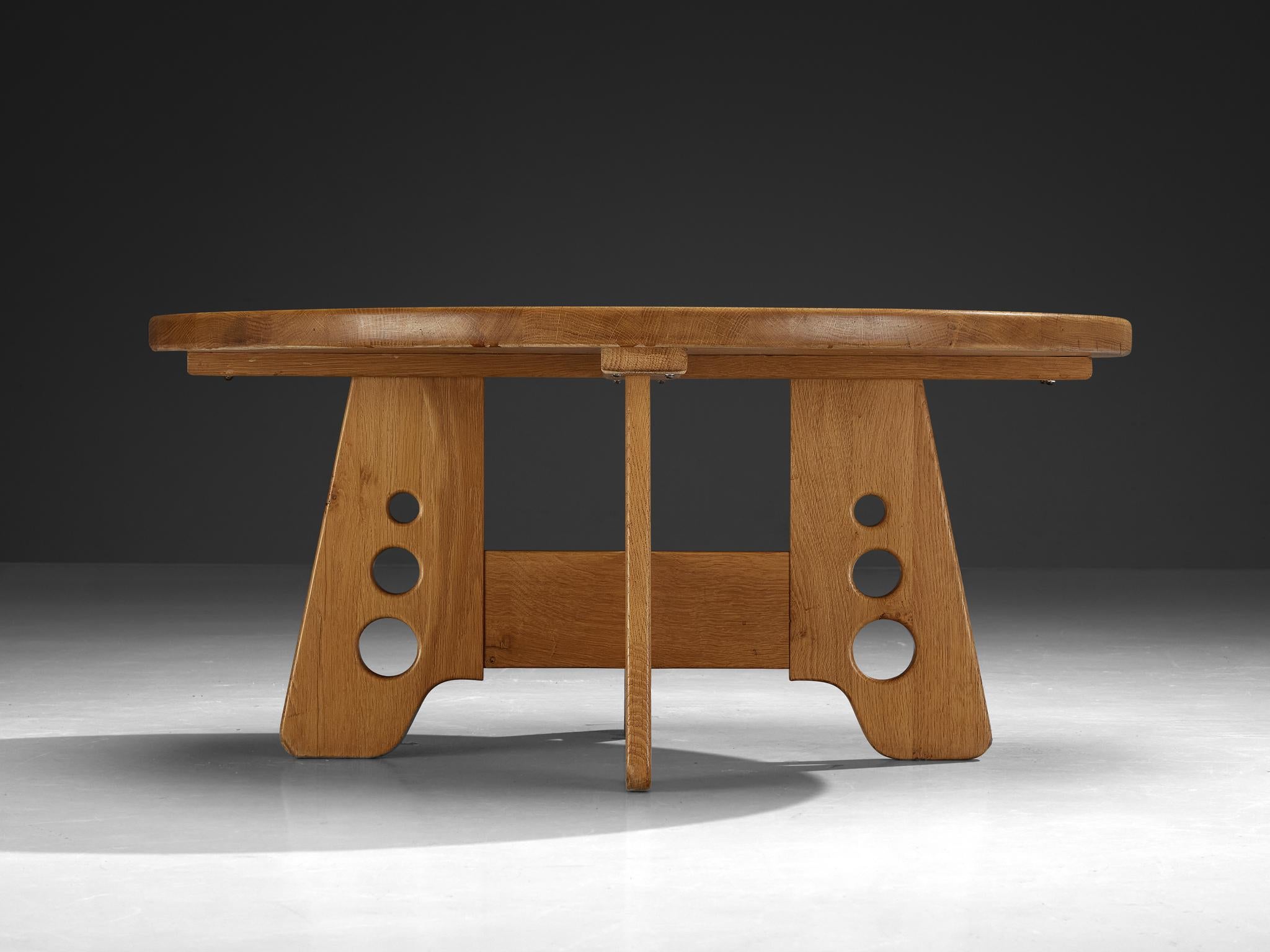 Scandinavian Coffee Table with Trapezium Base in Solid Oak For Sale 3