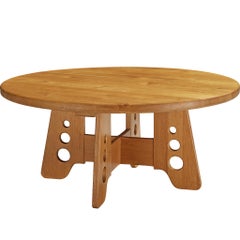 Scandinavian Coffee Table with Trapezium Base in Solid Oak