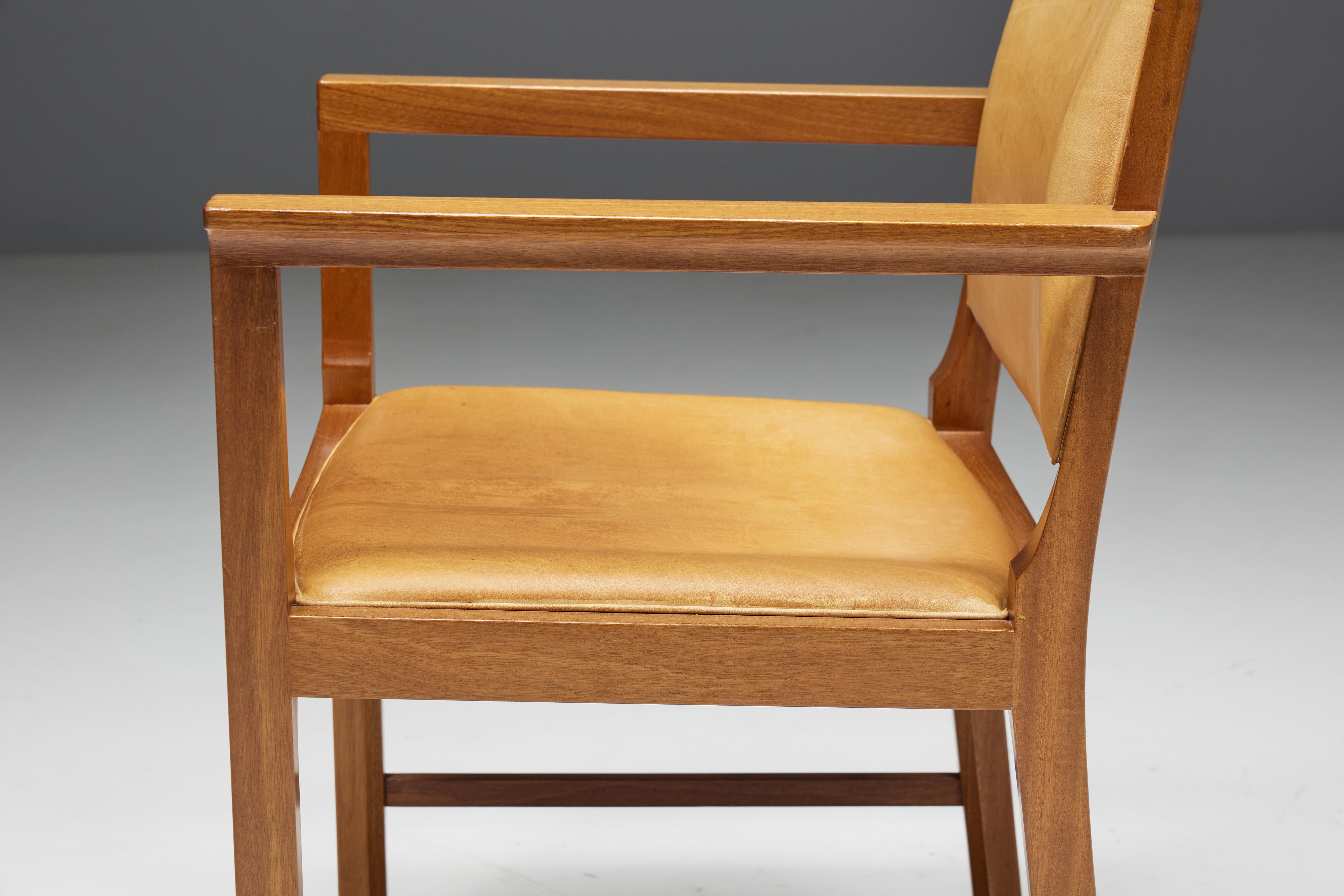 Scandinavian Conference Chairs in Natural Leather, 1970s For Sale 9