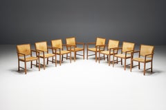 Sedie da conferenza scandinave in pelle Nature, anni '70
