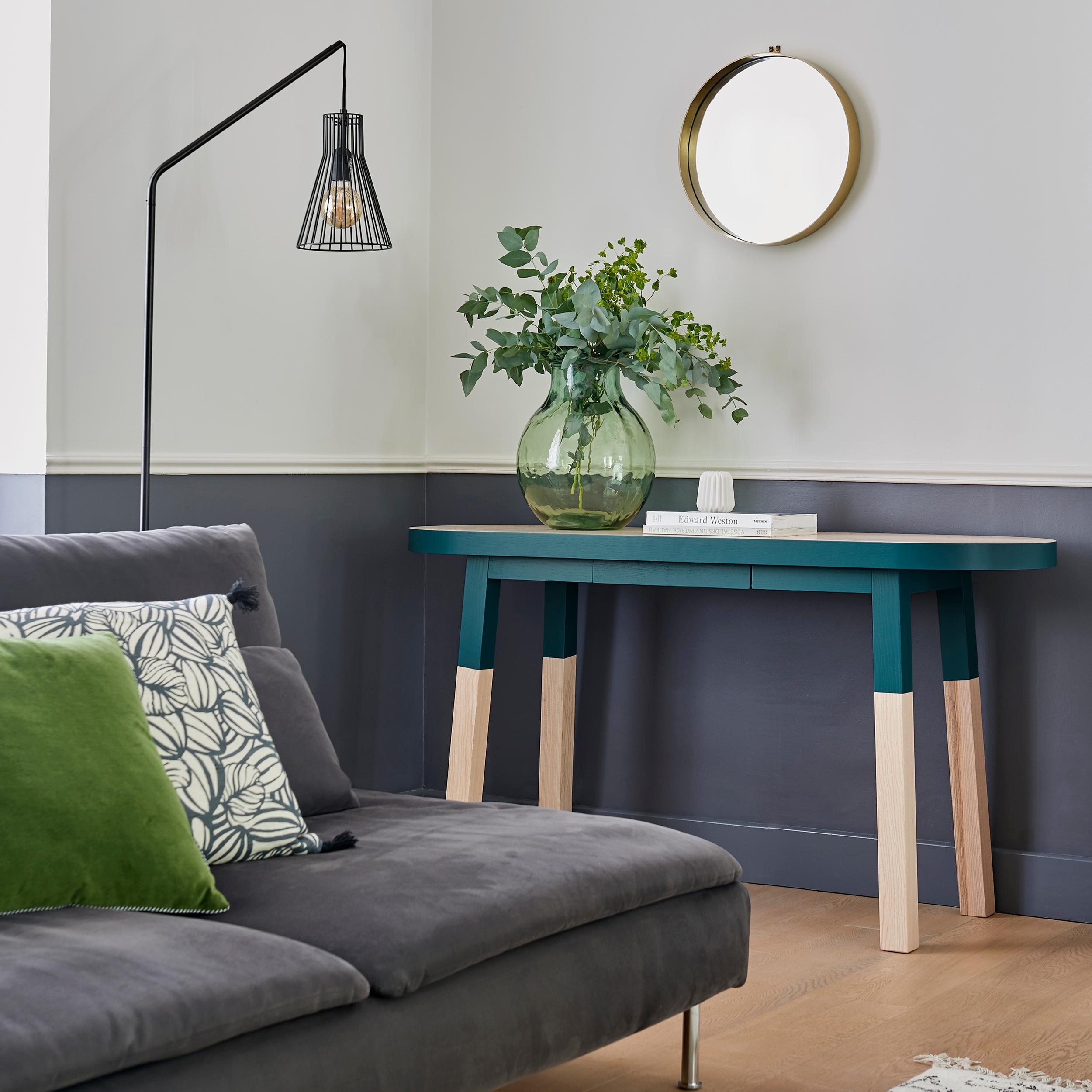 French Design Oval Console Table (or desk) in Solid Wood by Eric Gizard, Paris In New Condition For Sale In Landivy, FR