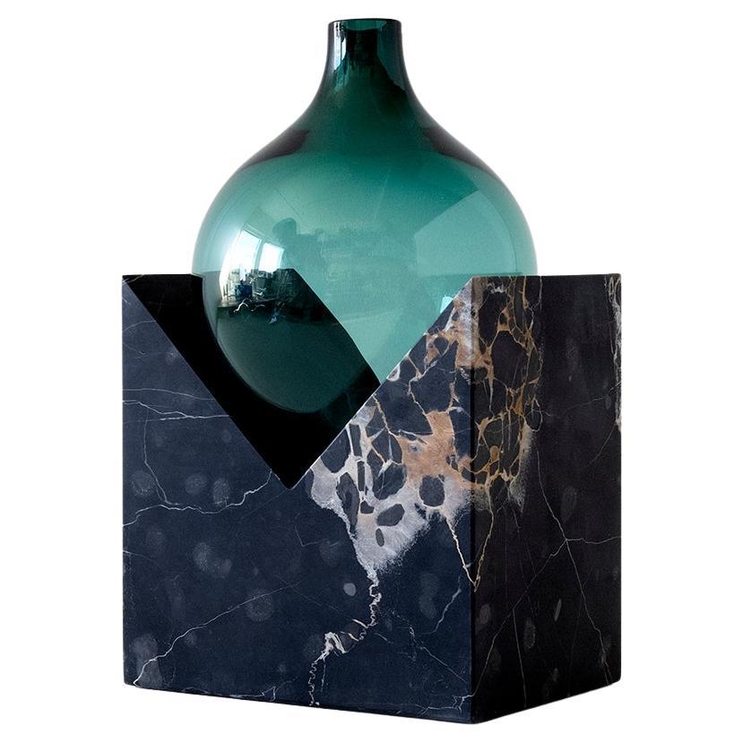Scandinavian Contemporary Design, Portoro Marble w Green Glass by Erik Olovsson