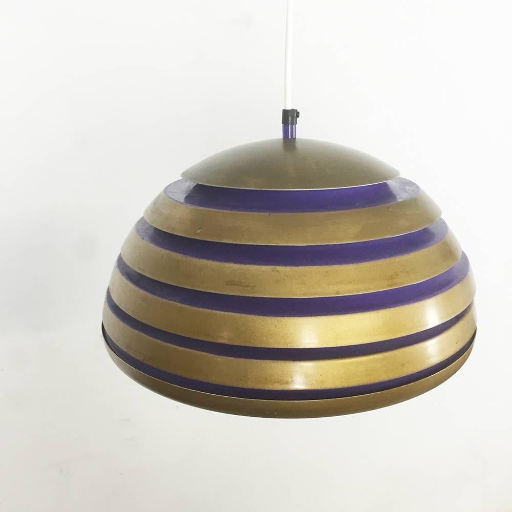 Mid-Century Modern Scandinavian Jakobsson Style Copper and Purple Metal Hanging Lamp, Sweden 1960s