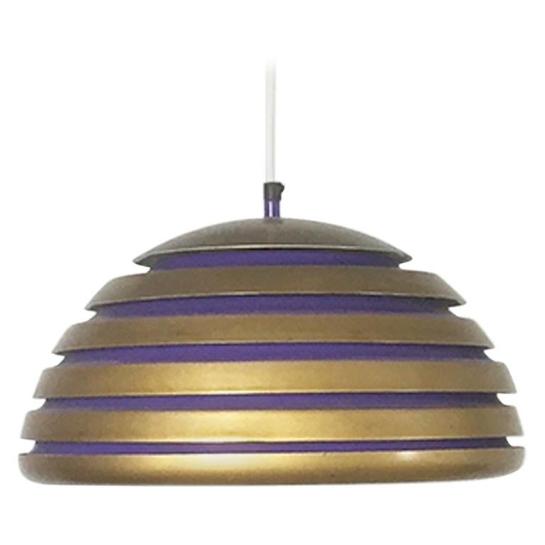 Scandinavian Jakobsson Style Copper and Purple Metal Hanging Lamp, Sweden 1960s