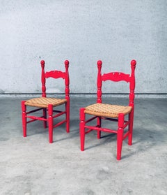 Scandinavian Country Style Design Red Side Chairs, Sweden 1960's