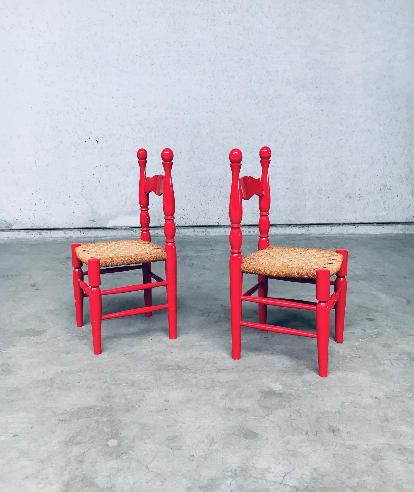 Folk Art Scandinavian Country Style Design Red Side Chairs, Sweden 1960's For Sale