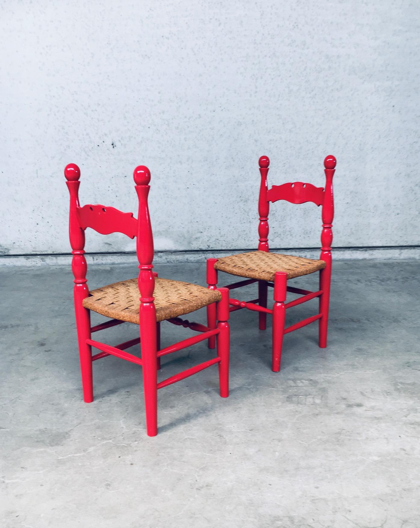 Scandinavian Country Style Design Red Side Chairs, Sweden 1960's In Good Condition For Sale In Oud-Turnhout, VAN