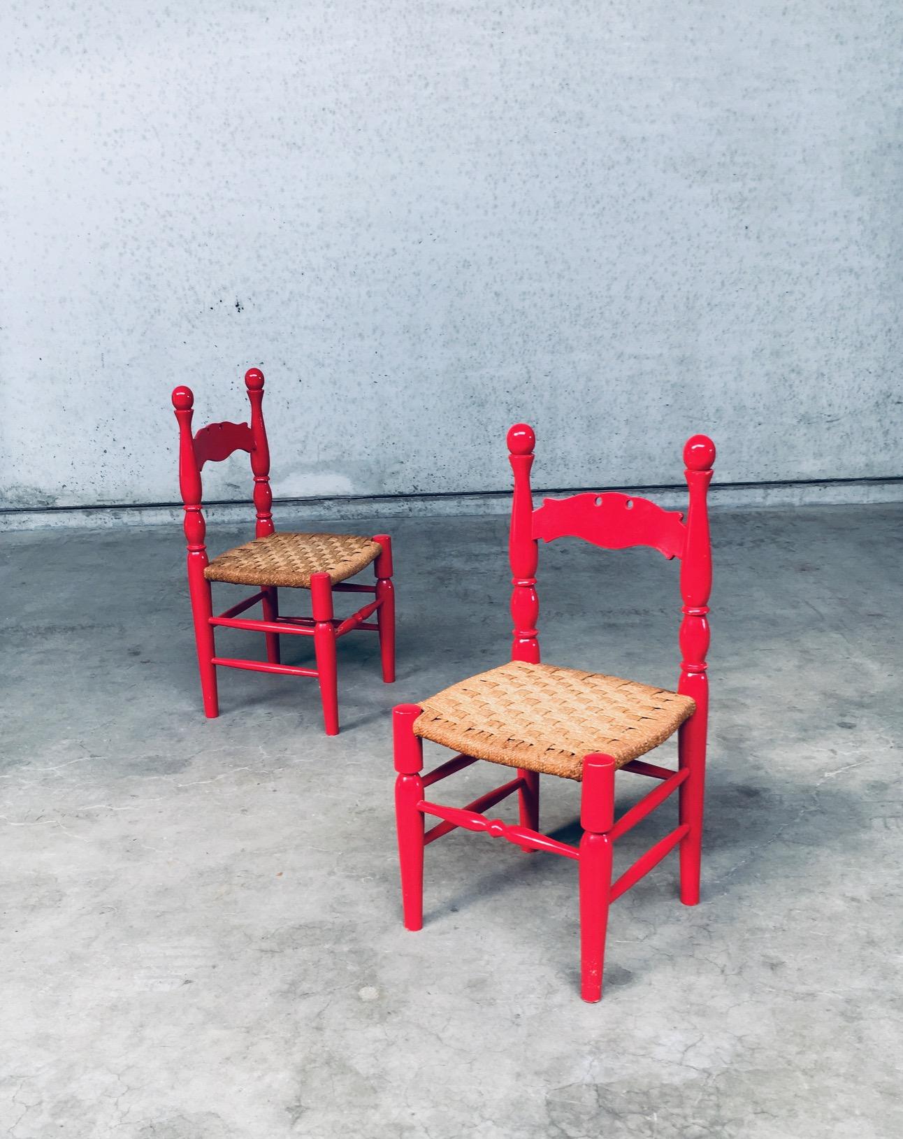 Mid-20th Century Scandinavian Country Style Design Red Side Chairs, Sweden 1960's For Sale