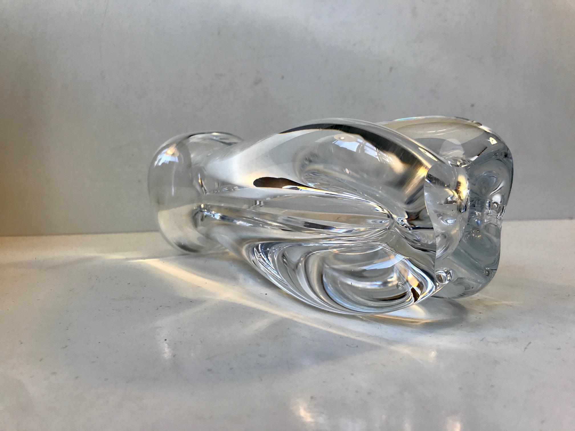 Mid-Century Modern Scandinavian Crystal Vase by Nils Landberg for Orrefors, 1950s