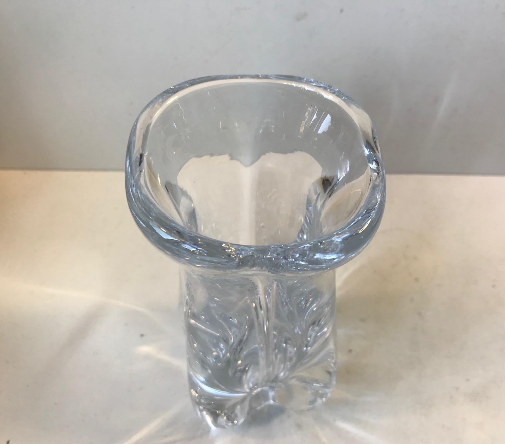 Scandinavian Crystal Vase by Nils Landberg for Orrefors, 1950s at 1stDibs