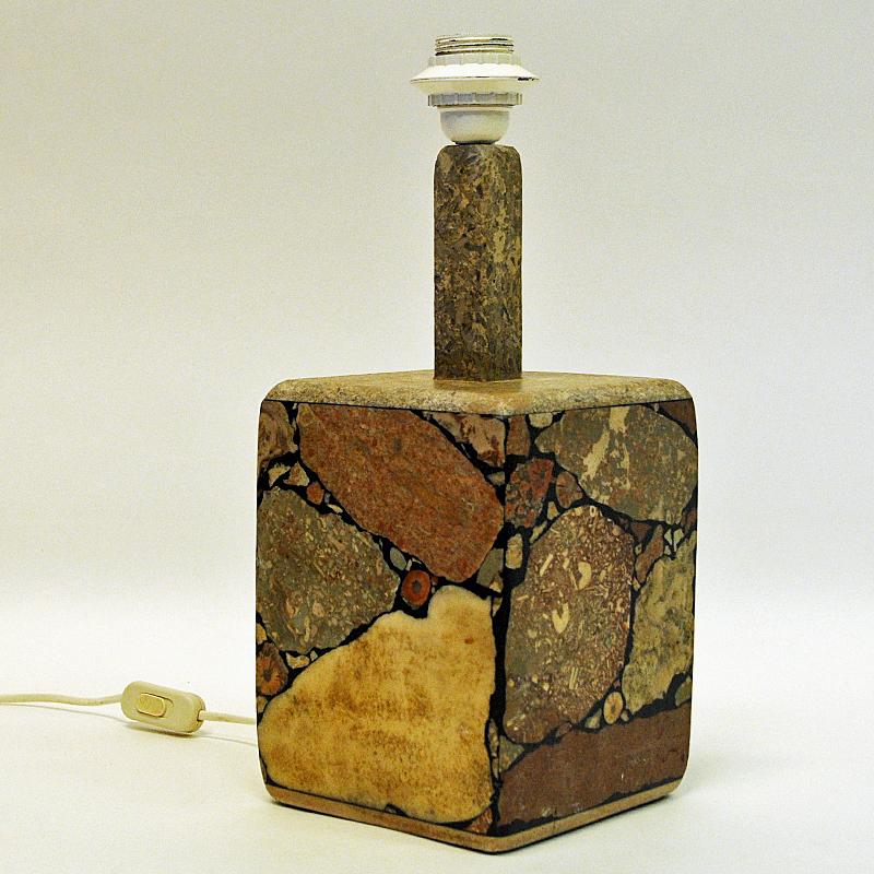 Scandinavian Modern Scandinavian Cubeshaped Stoneware Table Lamp, 1970s