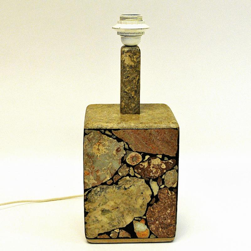 Late 20th Century Scandinavian Cubeshaped Stoneware Table Lamp, 1970s