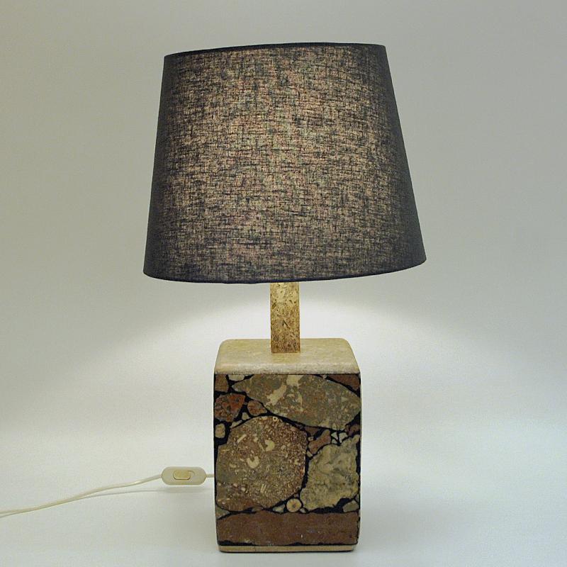 Scandinavian Cubeshaped Stoneware Table Lamp, 1970s 2