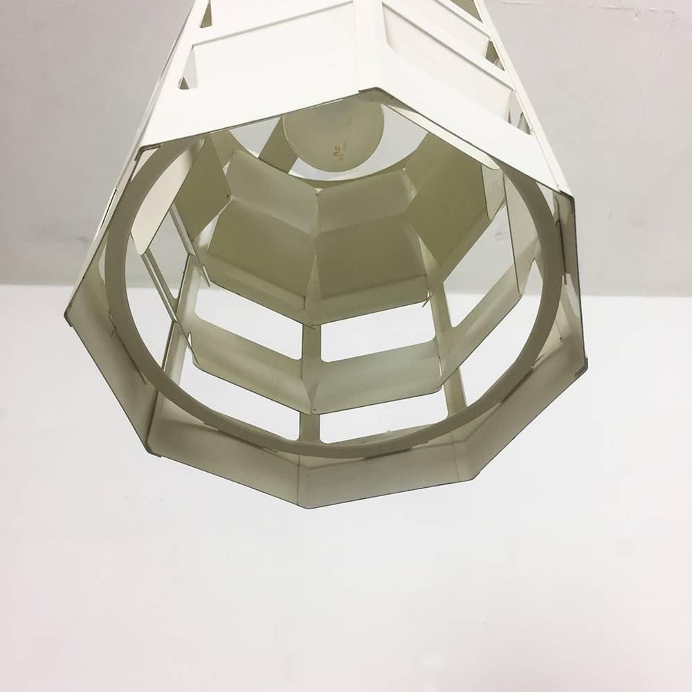 20th Century Scandinavian Cubic White Metal Hanging Lamp 