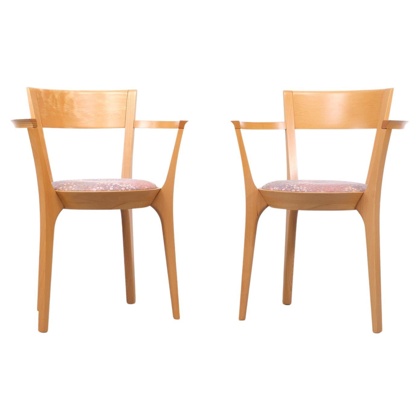 Organic Modern Scandinavian curved Beechwood armchairs 1990s  For Sale