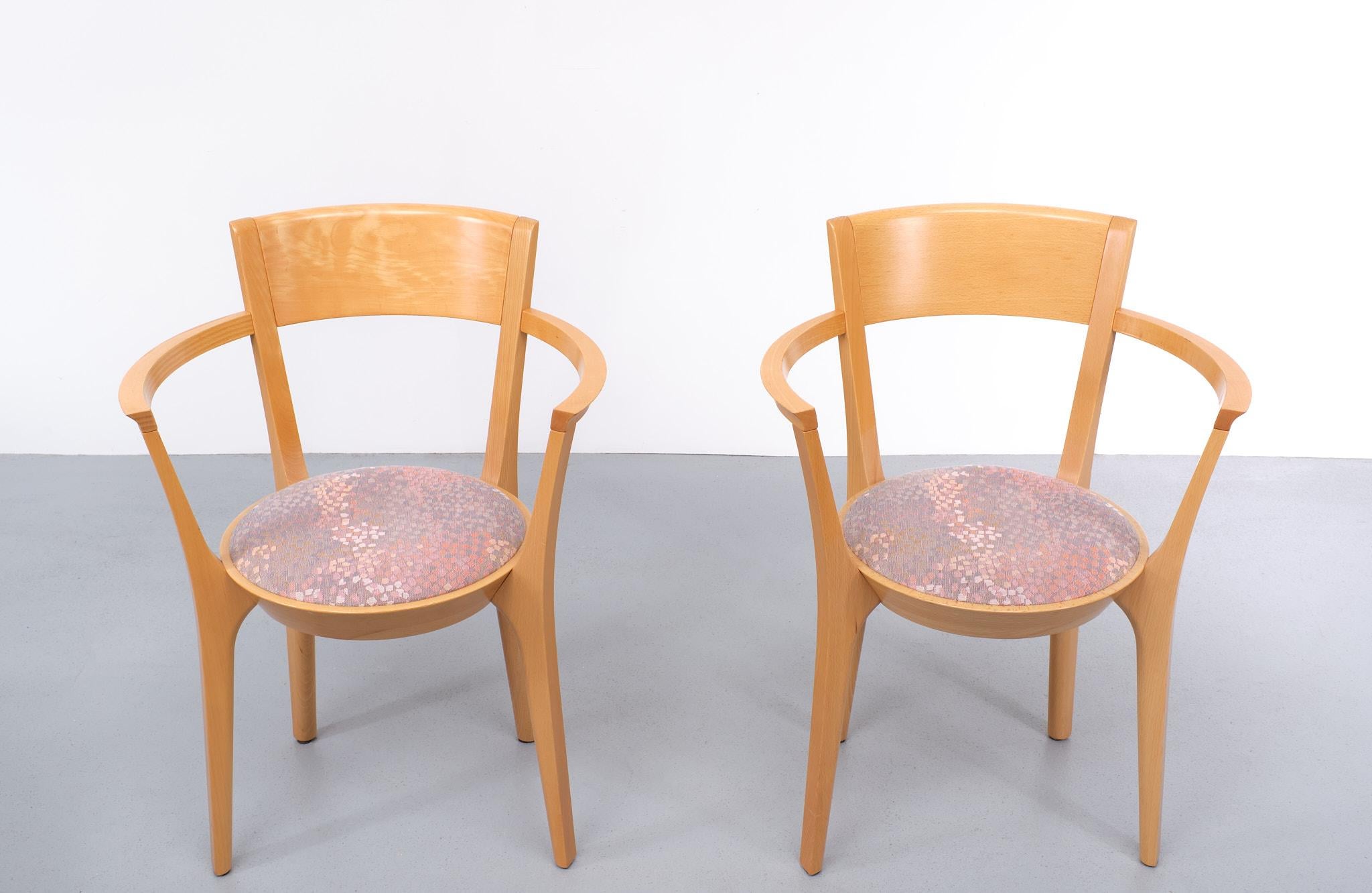 Scandinavian curved Beechwood armchairs 1990s  For Sale 1