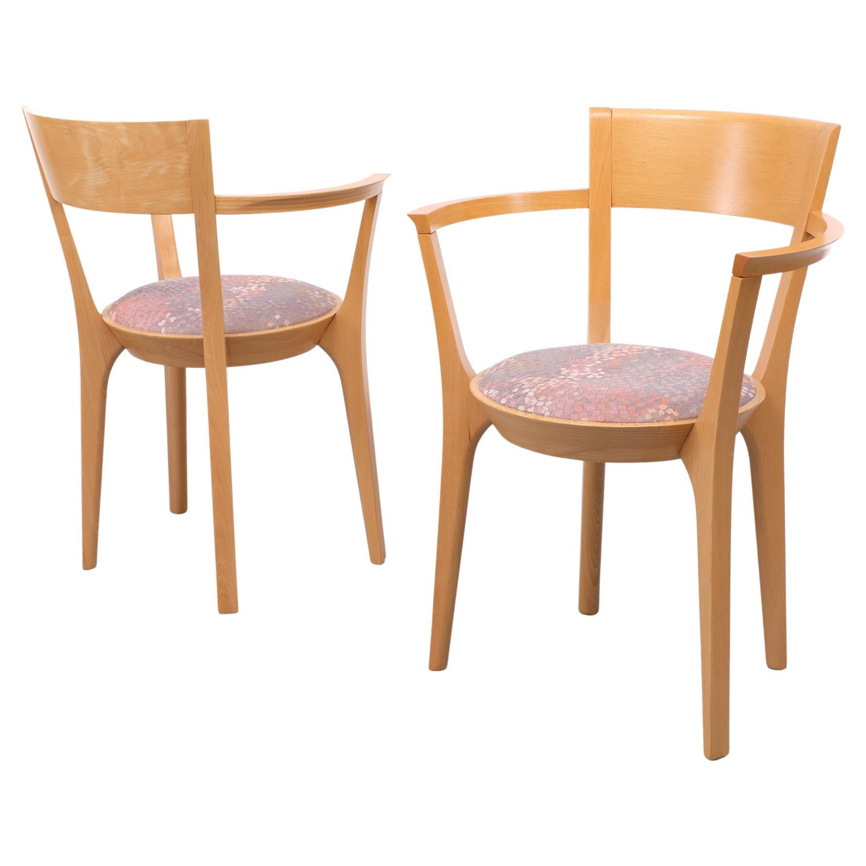 Scandinavian curved Beechwood armchairs 1990s  For Sale