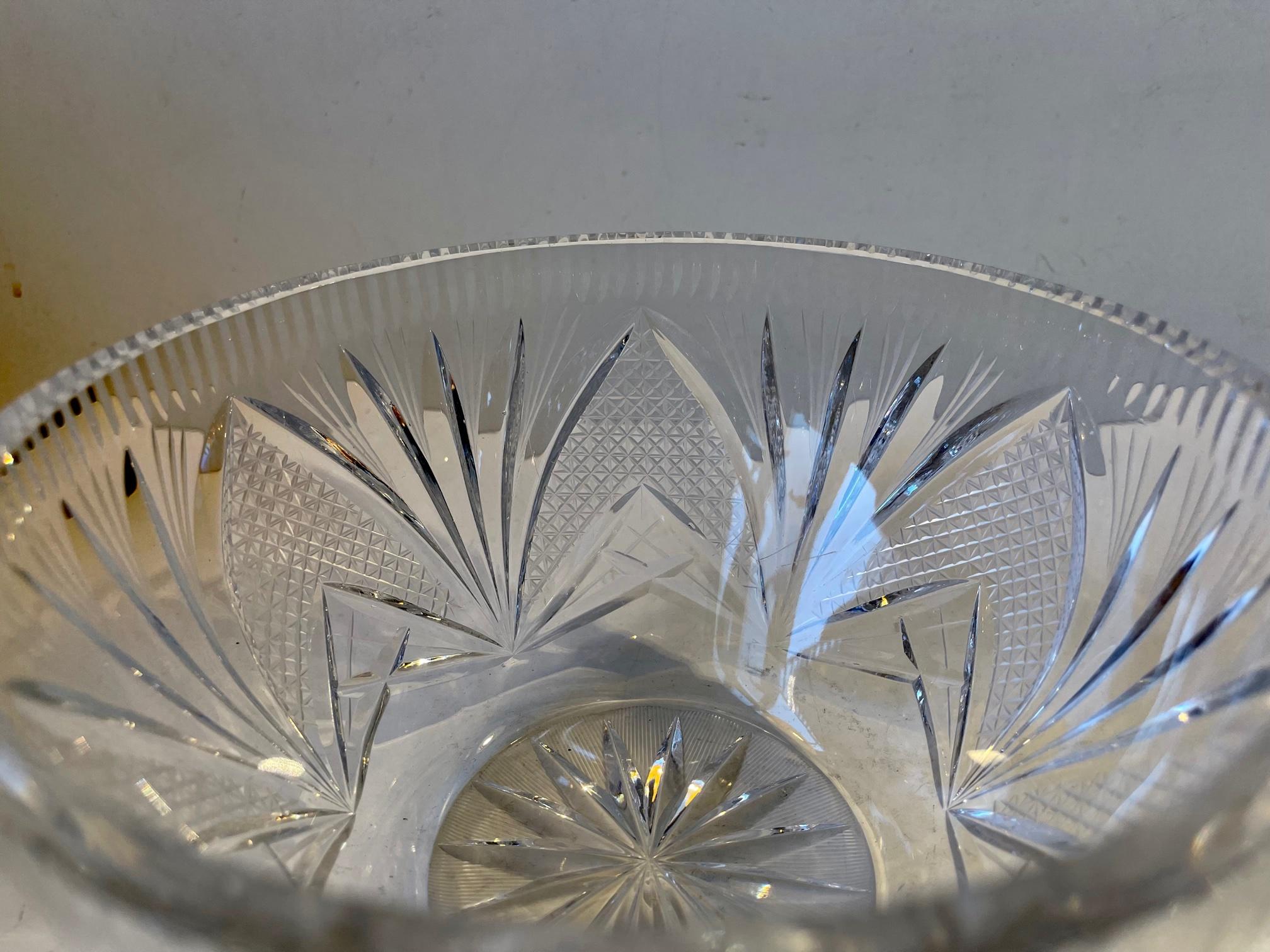 Art Deco Scandinavian Cut Crystal Bowl, 1930s For Sale