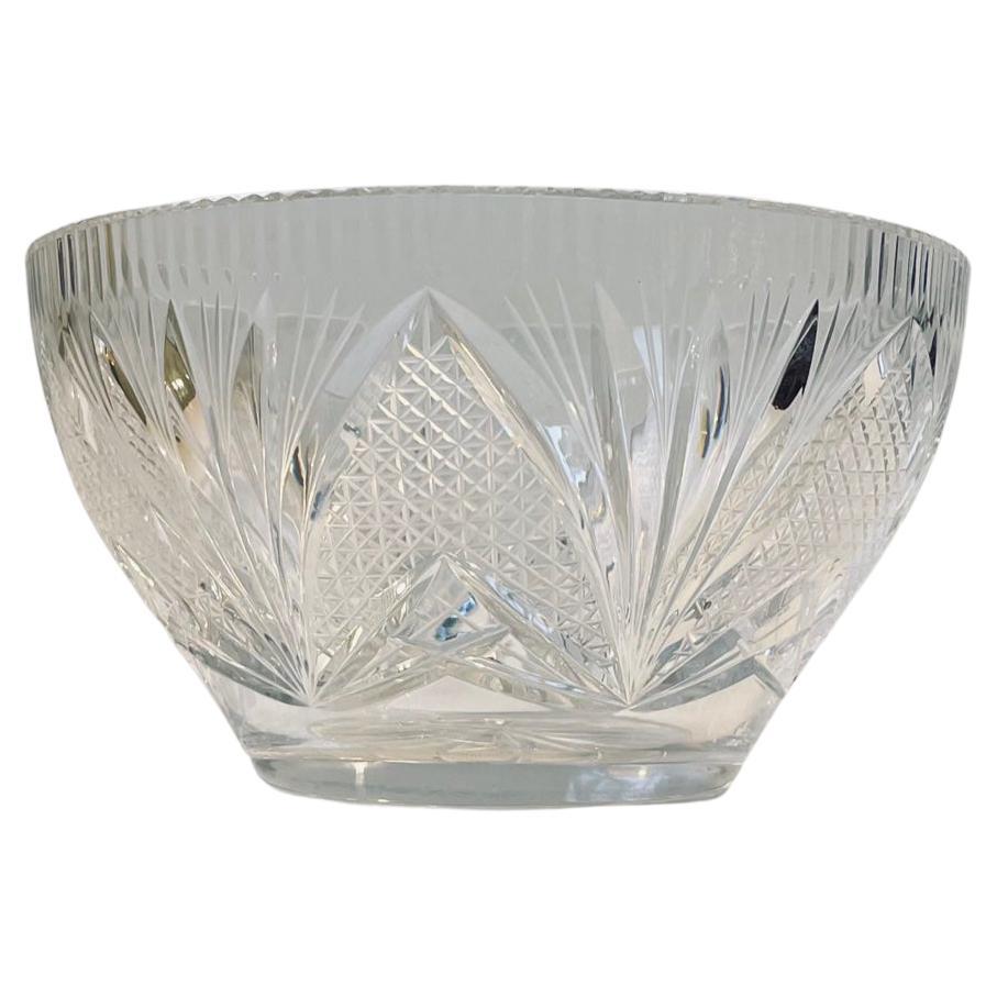 Scandinavian Cut Crystal Bowl, 1930s