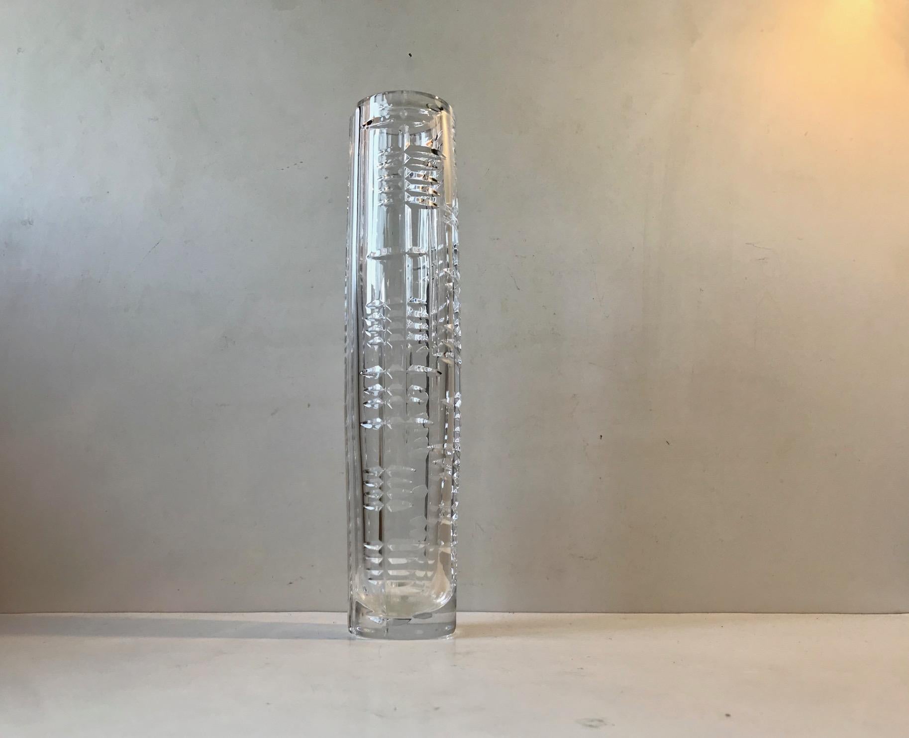 Scandinavian Cut Crystal Vase, 1950s For Sale 5