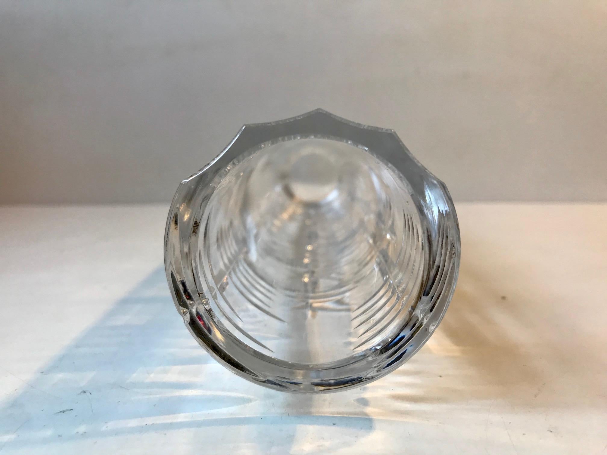 Mid-20th Century Scandinavian Cut Crystal Vase, 1950s For Sale