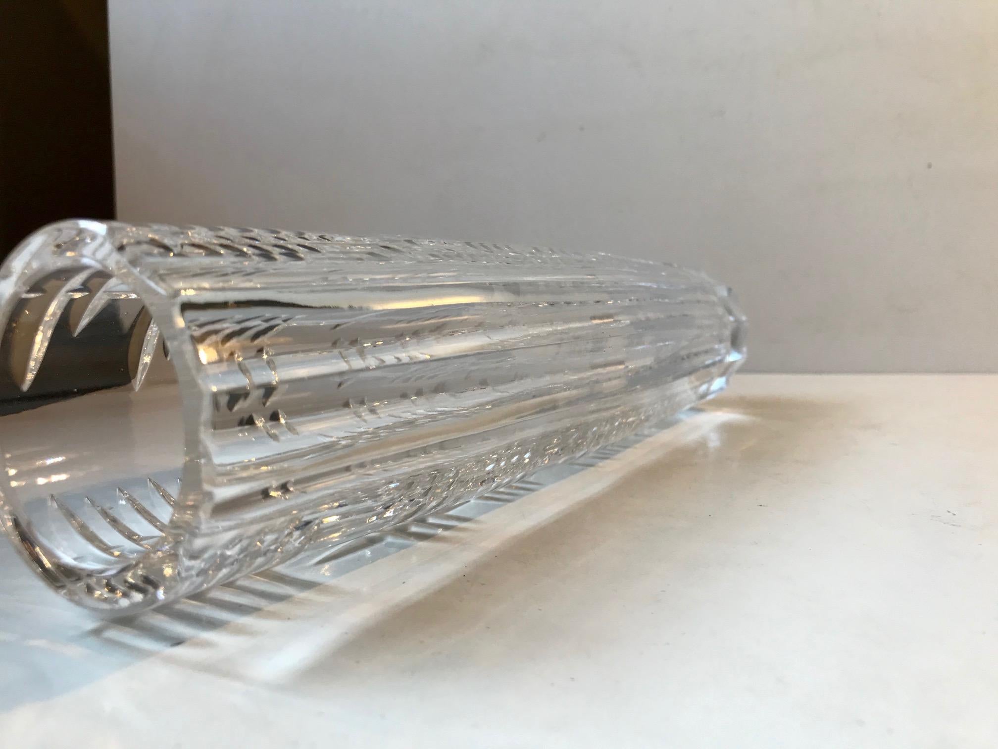 Scandinavian Cut Crystal Vase, 1950s For Sale 2