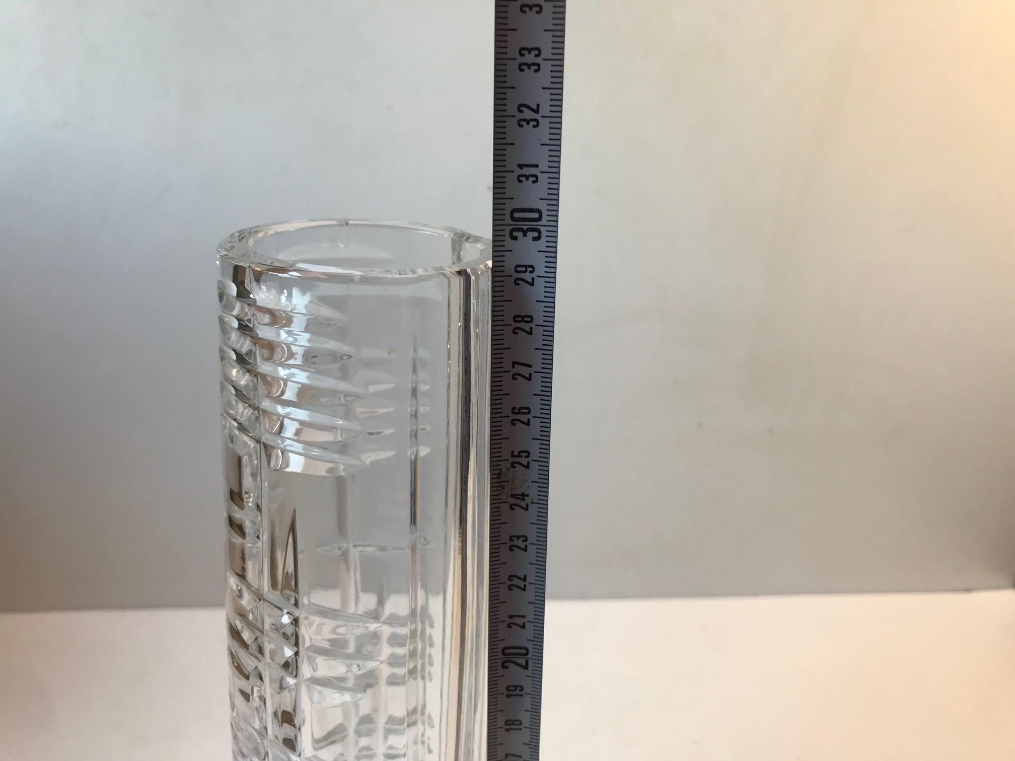 Scandinavian Cut Crystal Vase, 1950s For Sale 3