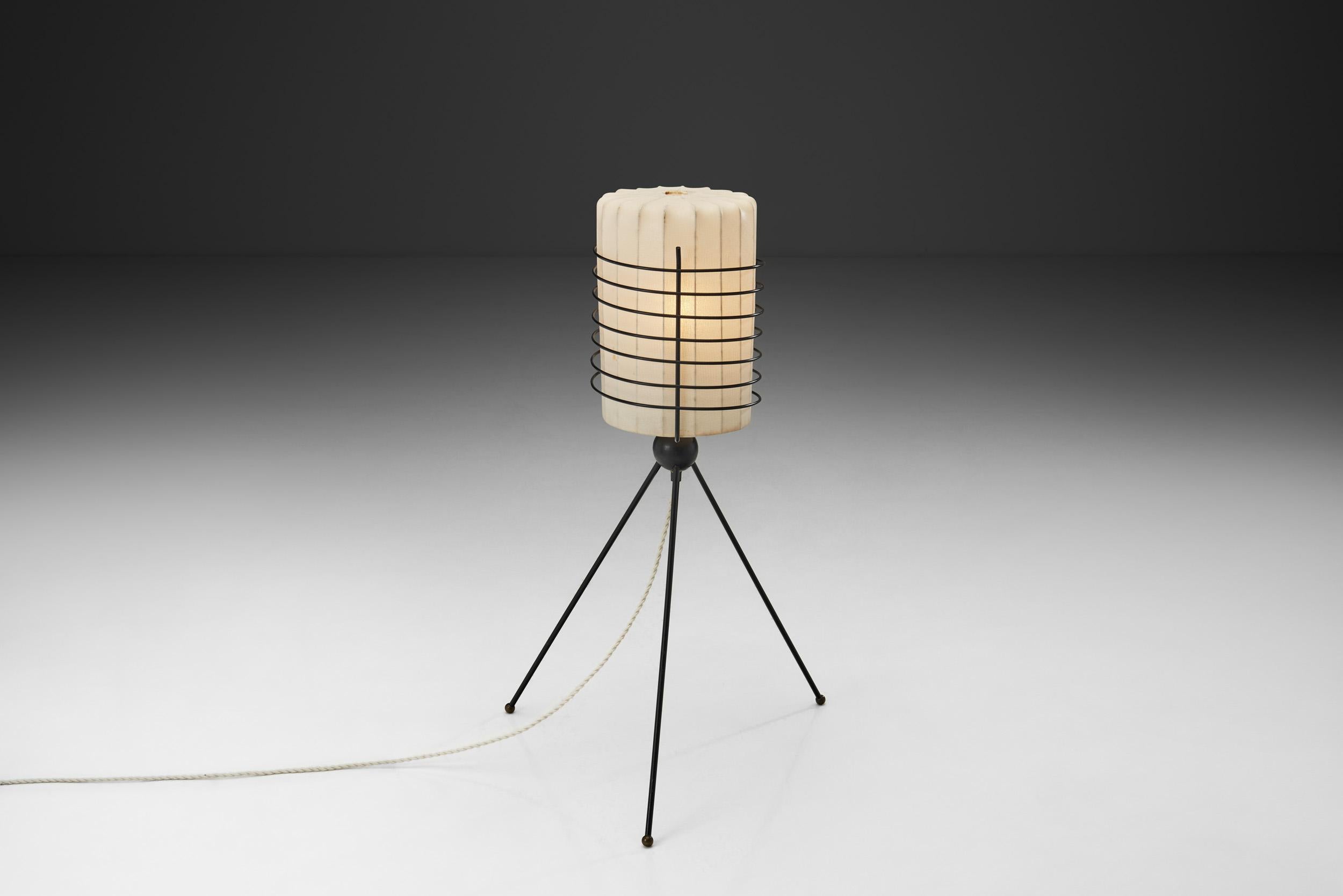 Scandinavian Modern Scandinavian Cylindrical Tripod Floor Lamp, Scandinavia 1950s For Sale