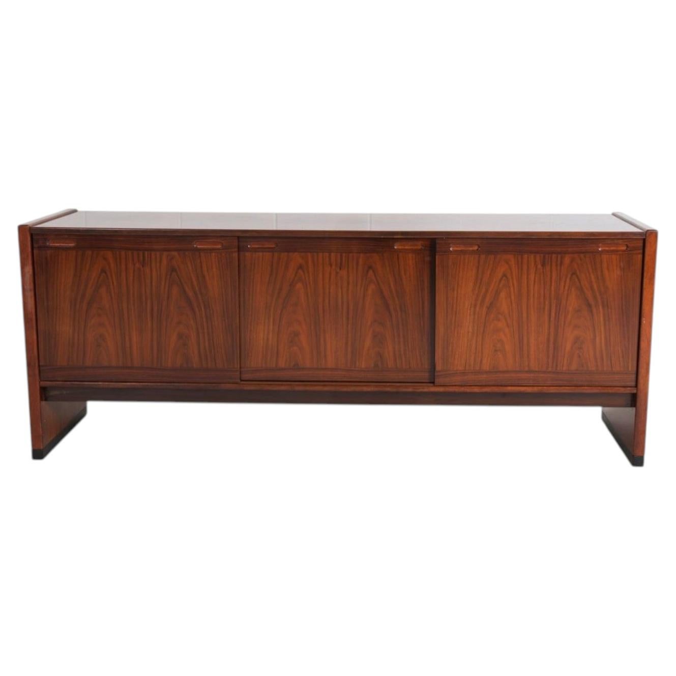 Scandinavian Danish modern 3 door Rosewood long credenza by Skovby Denmark
