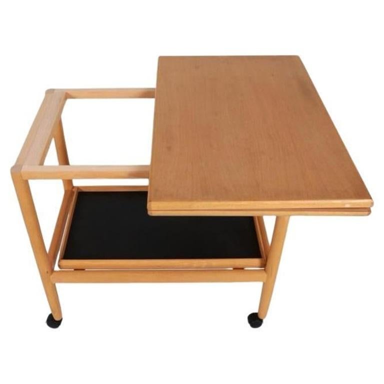 Scandinavian Modern Scandinavian Danish Modern beech blonde flip top Bar Cart Server For Sale