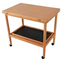 Scandinavian Danish Modern beech blonde flip top Bar Cart Server