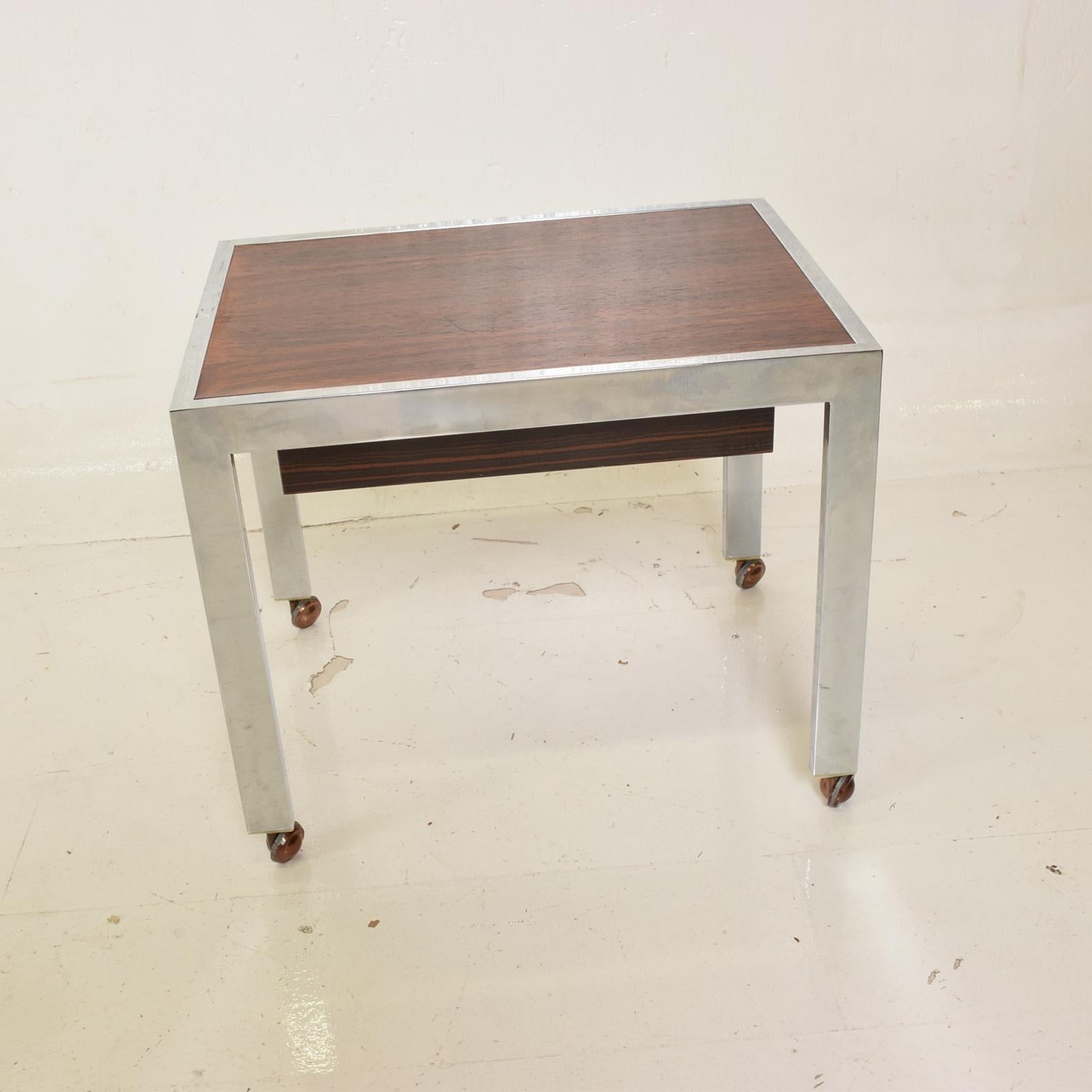 Scandinavian Danish Modern Side Table in Rosewood and Chrome In Good Condition In Chula Vista, CA