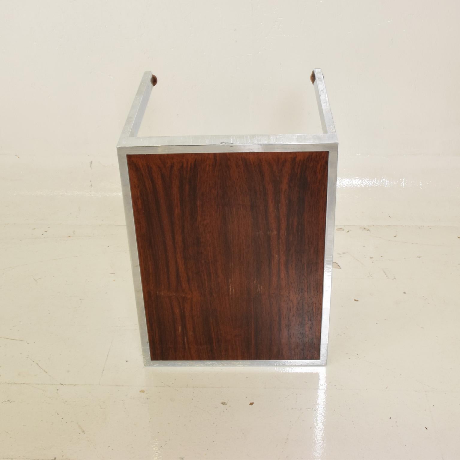 Scandinavian Danish Modern Side Table in Rosewood and Chrome 2