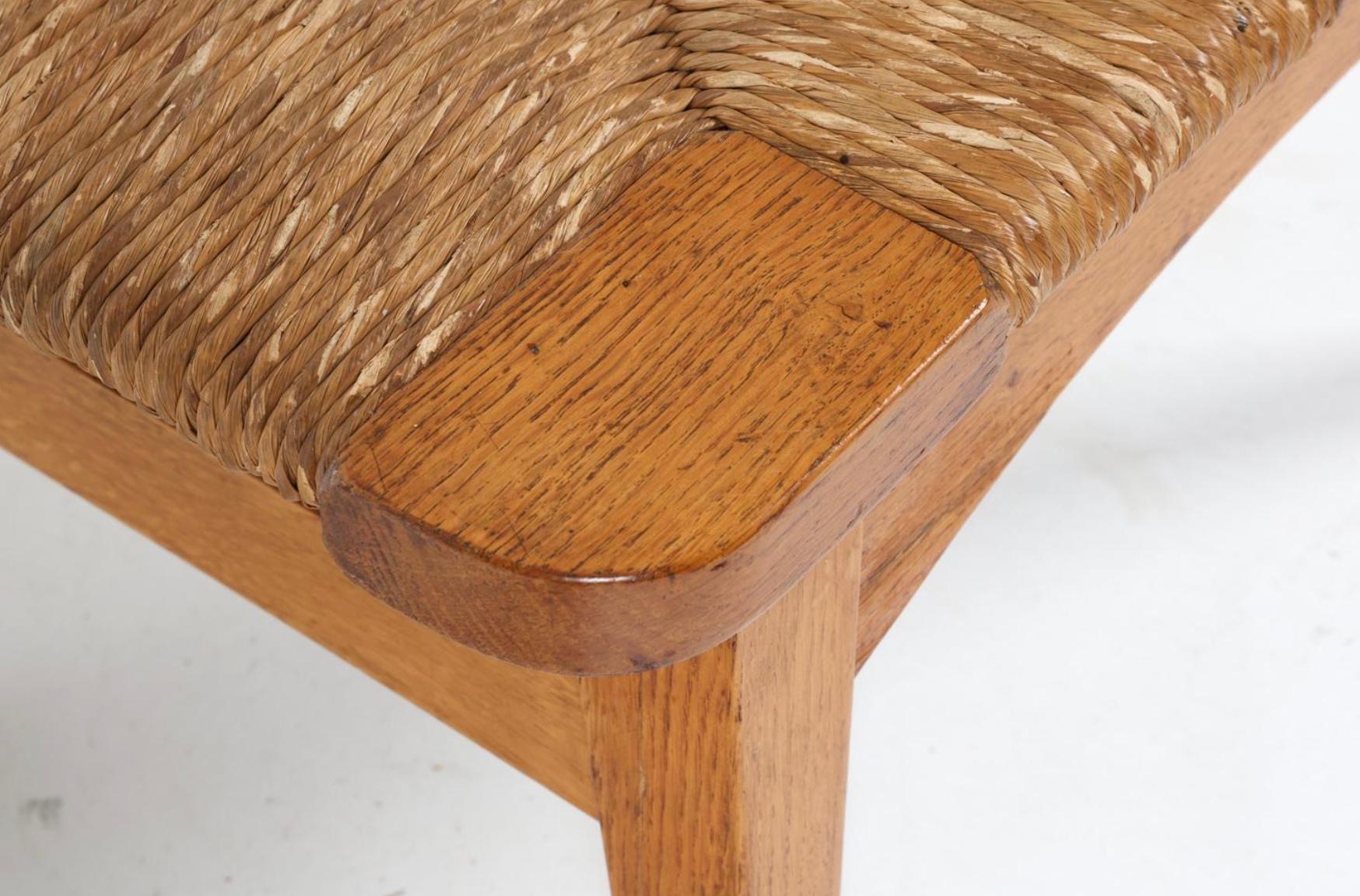 Scandinavo moderno Panca o sgabello in legno di quercia intrecciato in stile scandinavo danese moderno e di giunco in vendita