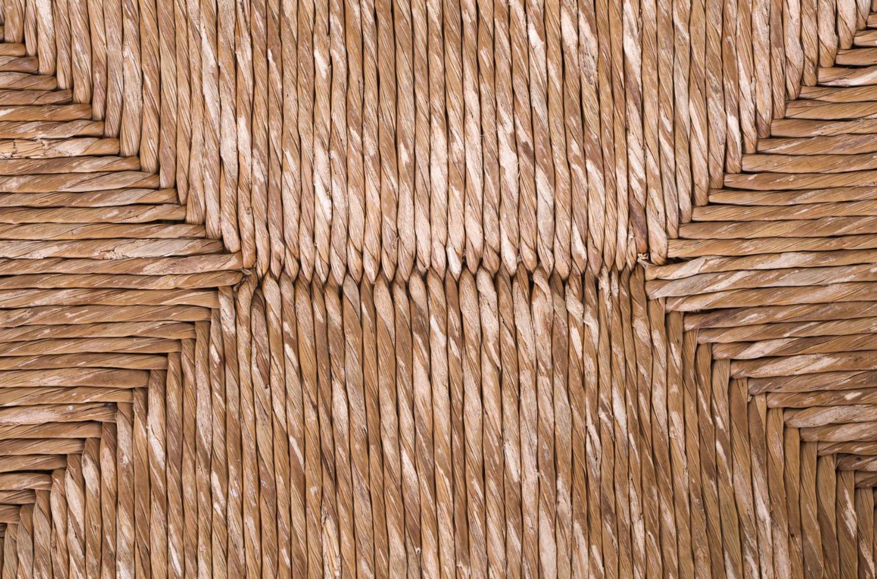 Danese Panca o sgabello in legno di quercia intrecciato in stile scandinavo danese moderno e di giunco in vendita