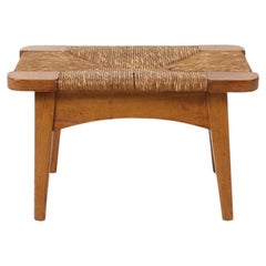 Petit banc ou tabouret en chêne tressé scandinave et moderne danois