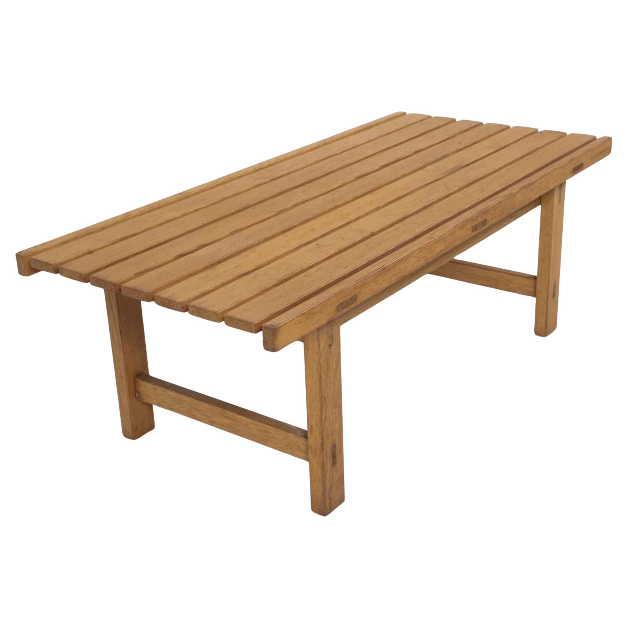 Scandinavian Modern Scandinavian Danish Modern Solid Oak Slatted bench For Sale