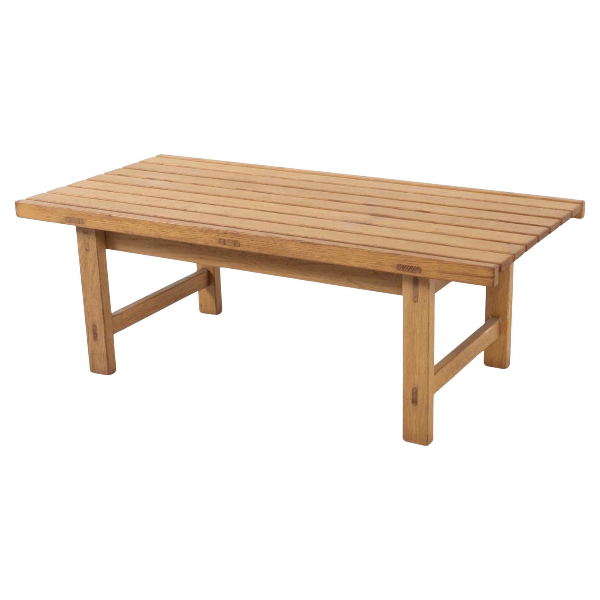 Scandinavian Danish Modern Solid Oak Slatted bench
